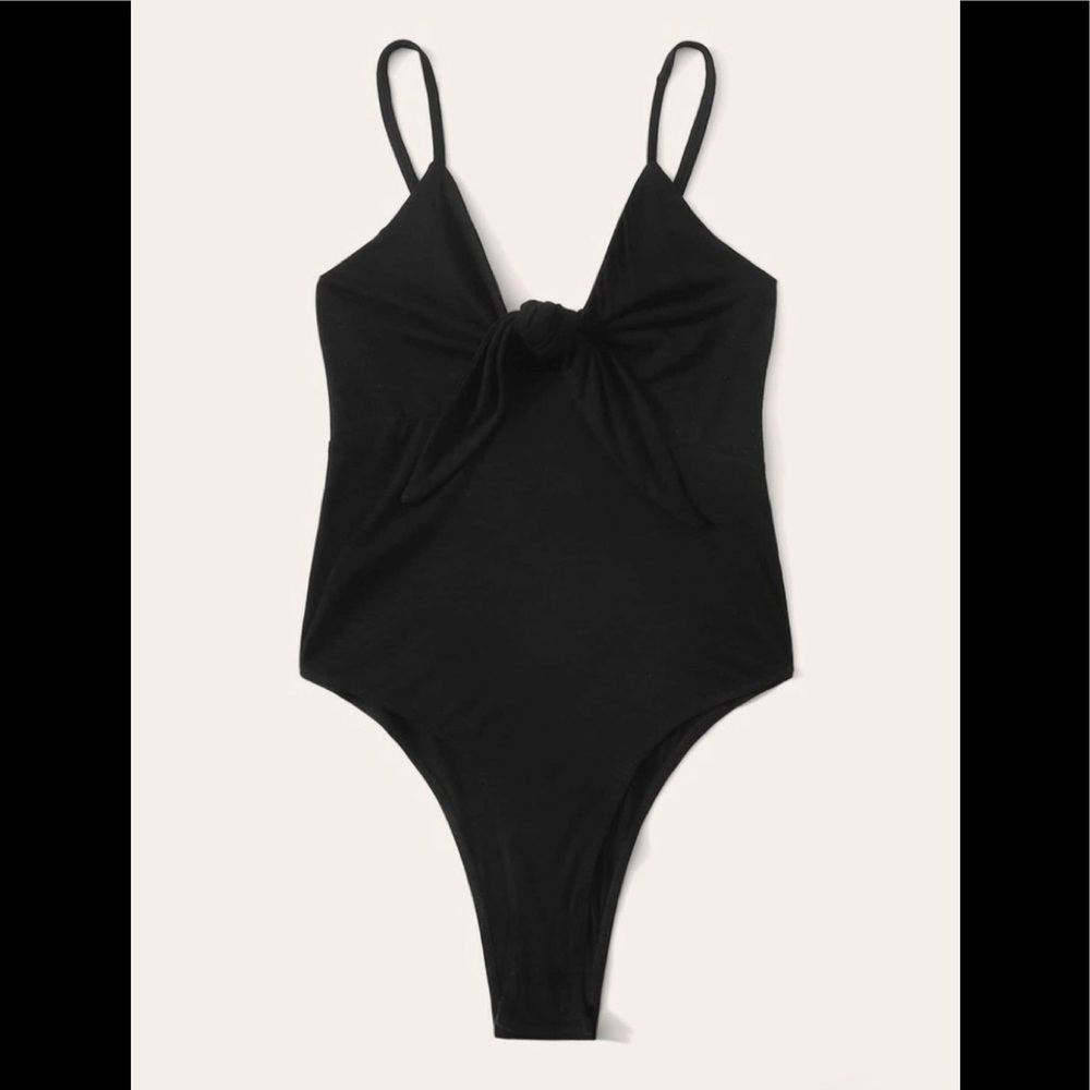 Black front tie bodysuit **never worn**